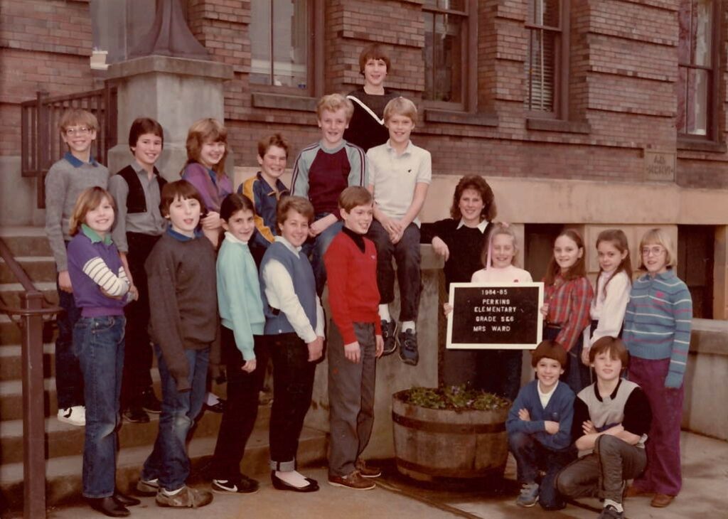 Class photo of The Meridian School class of 1984 (previously called Perkins Elementary)