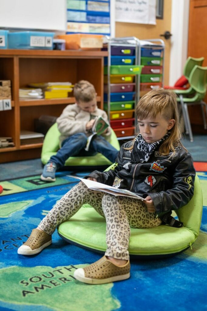 student sitting and reading