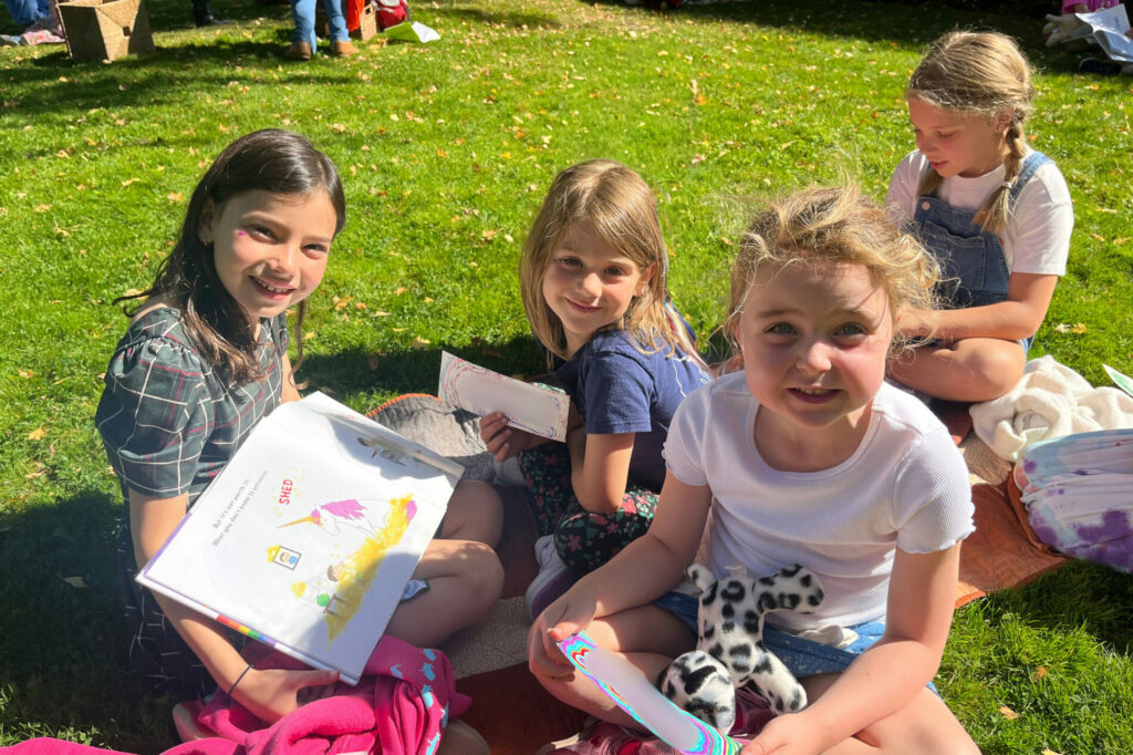 Pairs of buddies interview one another