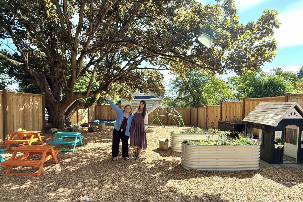 Pre-Kindergarten Backyard at The Meridian School, and independent elementary school in Seattle, Washington