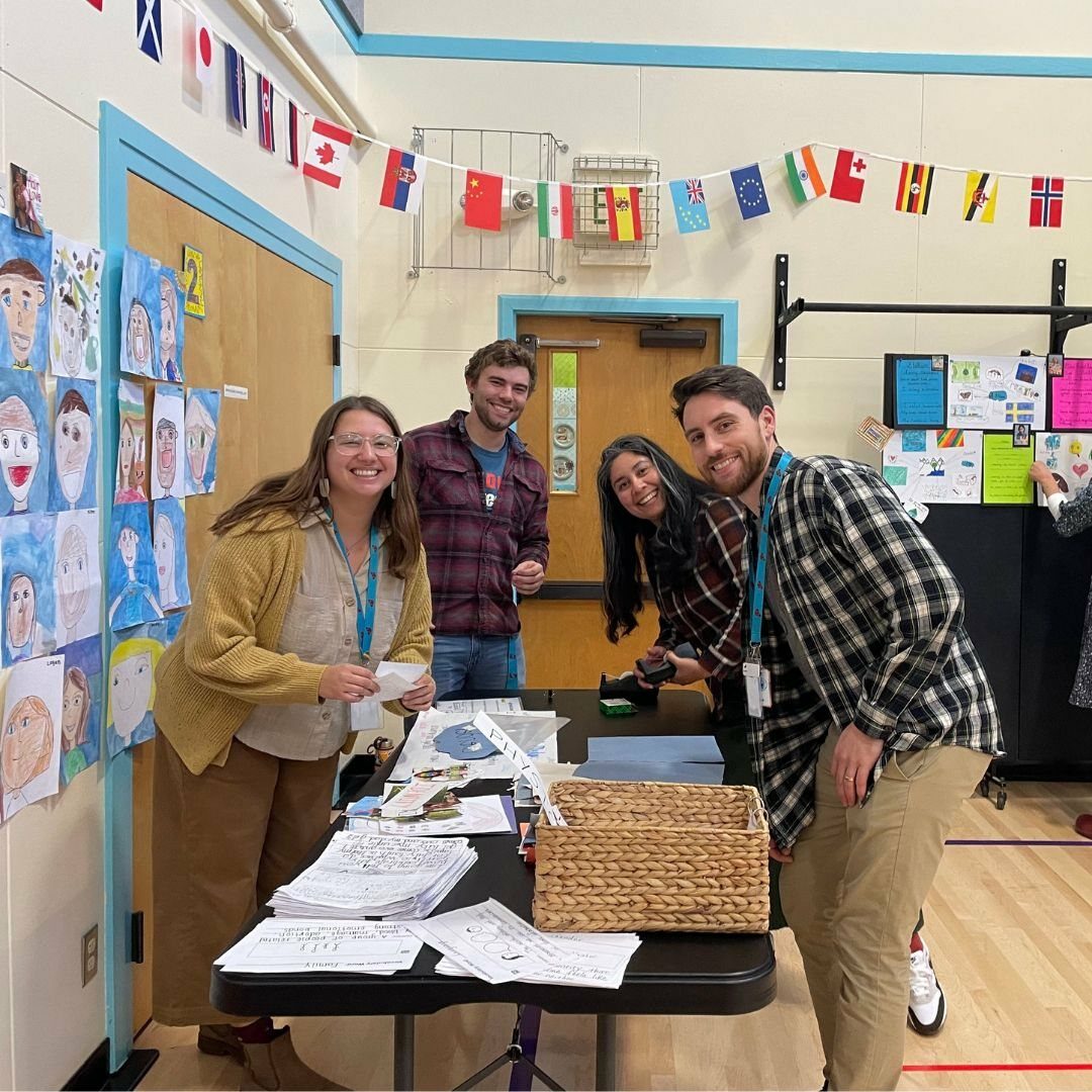 teachers setting up event in classroom