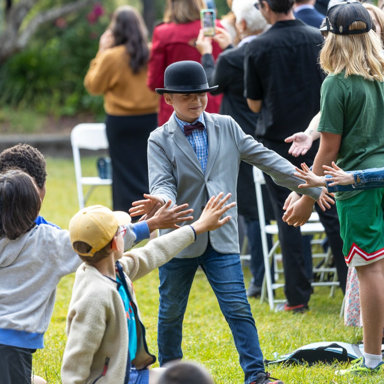Graduate gives high fives